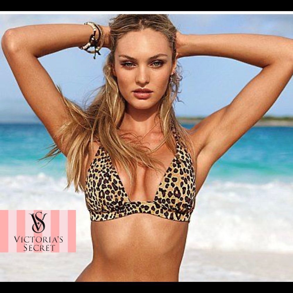Victoria’s Secret brown animal leopard cheetah print bikini top Sz M